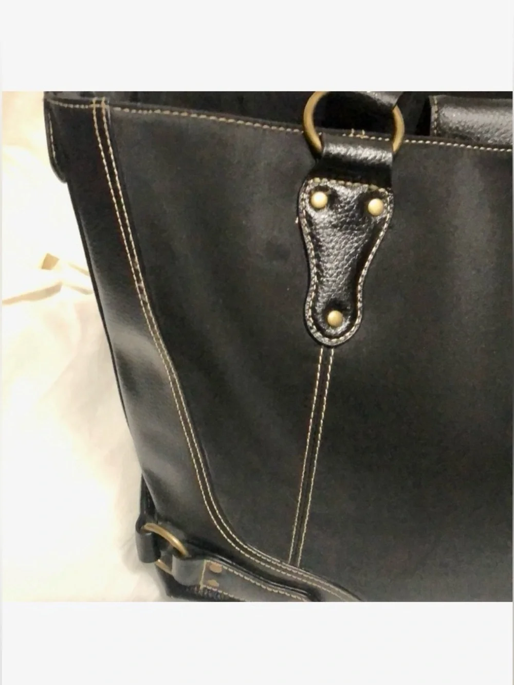 Classic Black Tote Bag with Top  Stitching